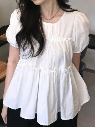 Rubin Frill Shirred Tiered Blouse