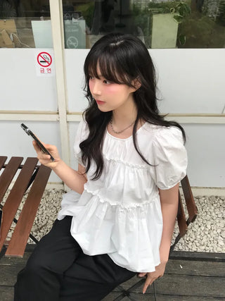 Rubin Frill Shirred Tiered Blouse