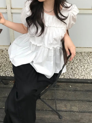 Rubin Frill Shirred Tiered Blouse