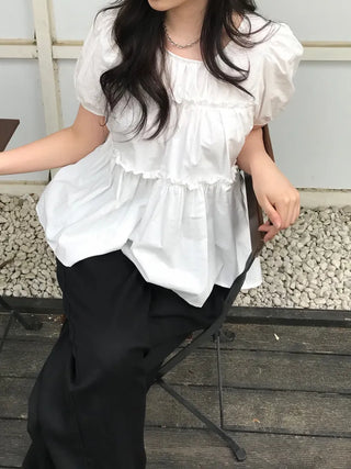 Rubin Frill Shirred Tiered Blouse