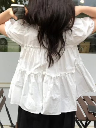 Rubin Frill Shirred Tiered Blouse