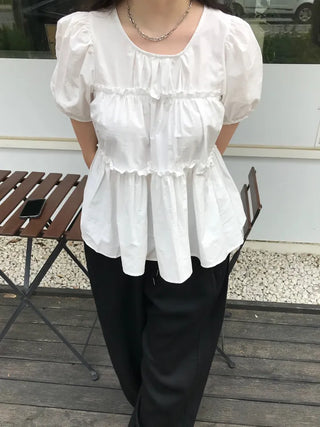 Rubin Frill Shirred Tiered Blouse