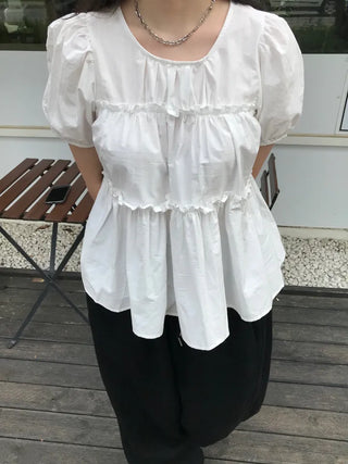 Rubin Frill Shirred Tiered Blouse
