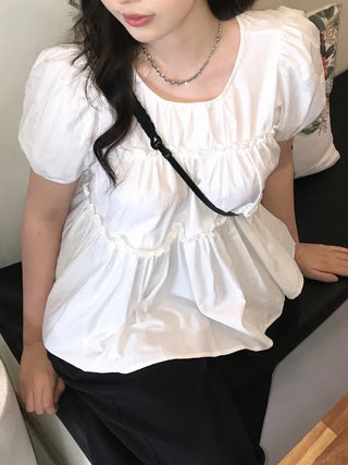Rubin Frill Shirred Tiered Blouse