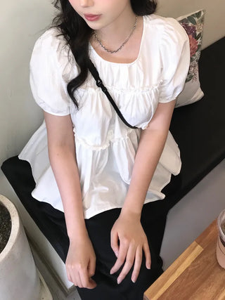 Rubin Frill Shirred Tiered Blouse