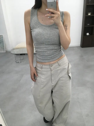 Round Basic Modal U-Neck Sleeveless Top