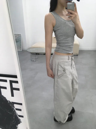 Round Basic Modal U-Neck Sleeveless Top