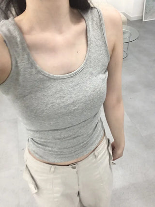 Round Basic Modal U-Neck Sleeveless Top