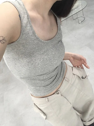Round Basic Modal U-Neck Sleeveless Top