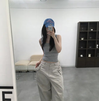 Round Basic Modal U-Neck Sleeveless Top