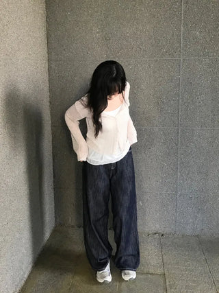 Ceramic Cool Flow Raw Denim Elastic Waist Pants