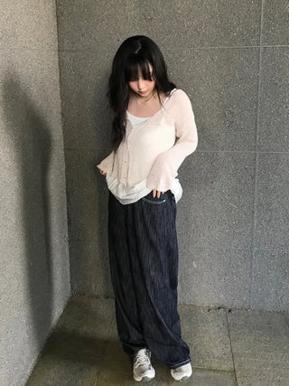 Ceramic Cool Flow Raw Denim Elastic Waist Pants