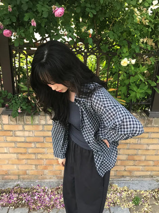 Kuni Oversized Summer Wrinkle Long Sleeve Shirt