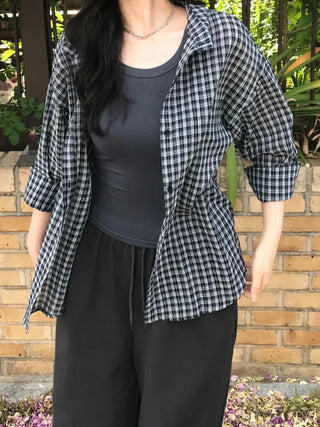 Kuni Oversized Summer Wrinkle Long Sleeve Shirt