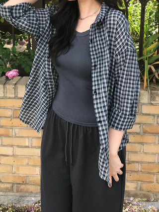 Kuni Oversized Summer Wrinkle Long Sleeve Shirt