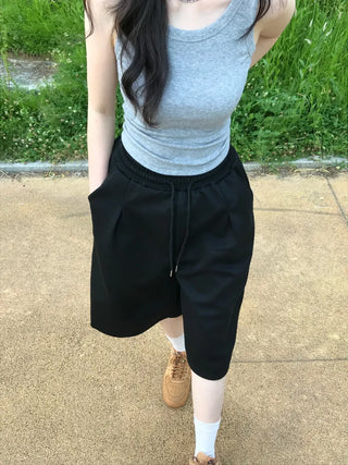 Subi Pintuck Bermuda Elastic Waist Training Pants