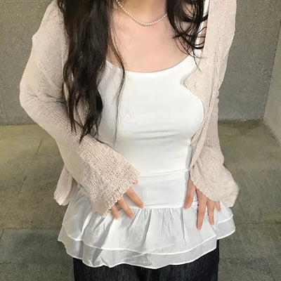 Maro Layered Chiffon Frill Sleeveless Top