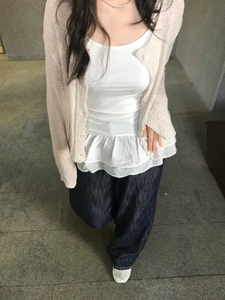 Maro Layered Chiffon Frill Sleeveless Top