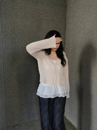 Maro Layered Chiffon Frill Sleeveless Top