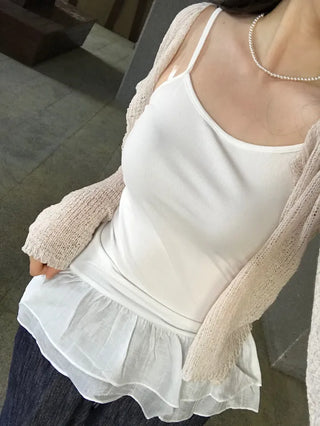 Maro Layered Chiffon Frill Sleeveless Top
