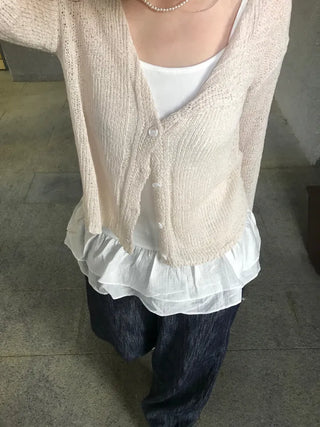 Maro Layered Chiffon Frill Sleeveless Top
