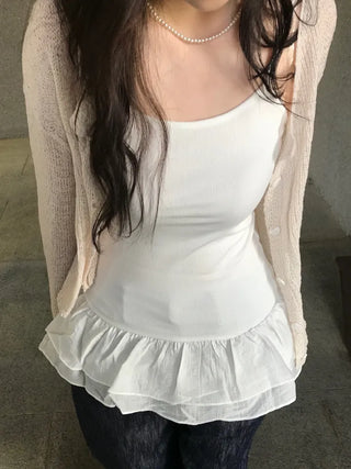 Maro Layered Chiffon Frill Sleeveless Top