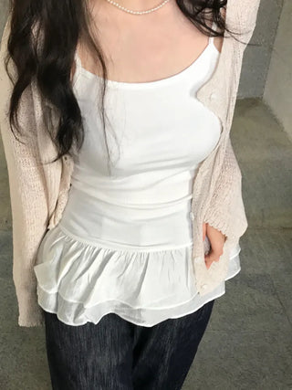 Maro Layered Chiffon Frill Sleeveless Top