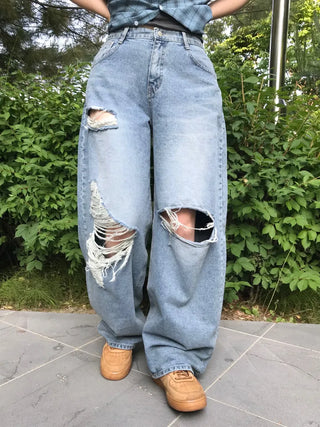 Timo Ripped Wide Distressed Vintage Denim Pants