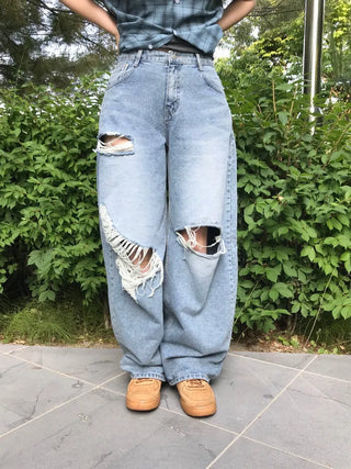 Timo Ripped Wide Distressed Vintage Denim Pants