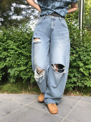 Timo Ripped Wide Distressed Vintage Denim Pants