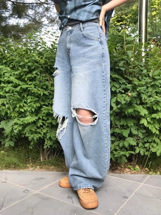 Timo Ripped Wide Distressed Vintage Denim Pants