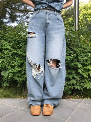 Timo Ripped Wide Distressed Vintage Denim Pants