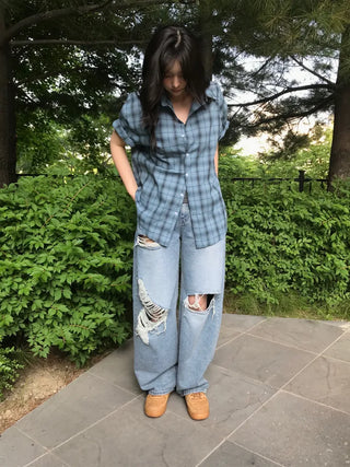Timo Ripped Wide Distressed Vintage Denim Pants