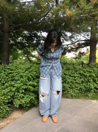 Timo Ripped Wide Distressed Vintage Denim Pants