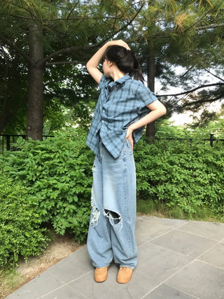 Timo Ripped Wide Distressed Vintage Denim Pants