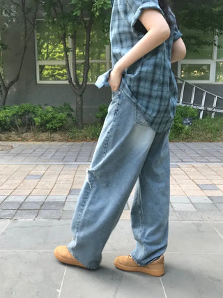 Timo Ripped Wide Distressed Vintage Denim Pants