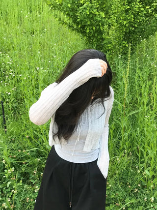 Kimu Bamboo Ribbon Bolero Cardigan
