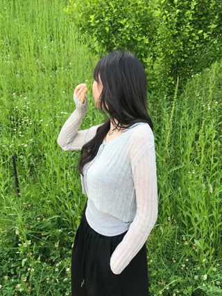 Kimu Bamboo Ribbon Bolero Cardigan