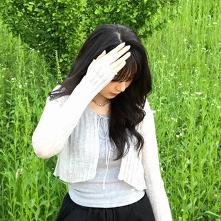 Kimu Bamboo Ribbon Bolero Cardigan