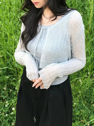 Kimu Bamboo Ribbon Bolero Cardigan
