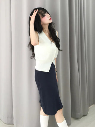 Raku Stretchy Cinched Waist Ribbed Sleeveless