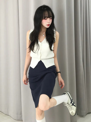 Raku Stretchy Cinched Waist Ribbed Sleeveless
