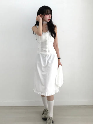 Mafi Lovely Striped Lace Midi Skirt