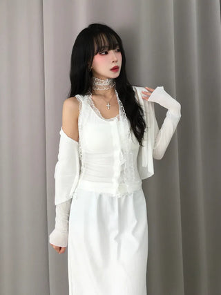 Mafi Lovely Striped Lace Midi Skirt