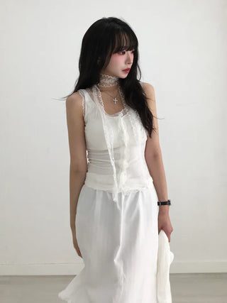 Mafi Lovely Striped Lace Midi Skirt