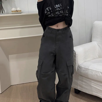 Rita Vintage Hip Two-Buckle Cargo Long Pants