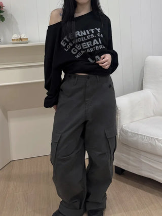Rita Vintage Hip Two-Buckle Cargo Long Pants
