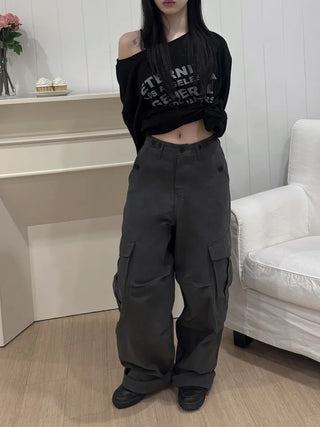 Rita Vintage Hip Two-Buckle Cargo Long Pants