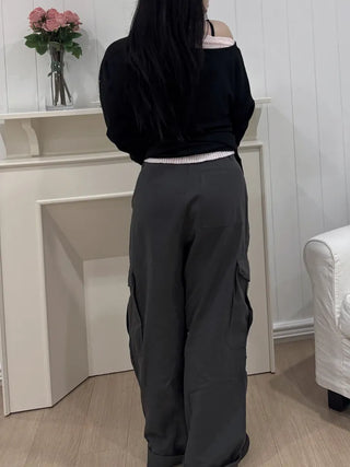 Rita Vintage Hip Two-Buckle Cargo Long Pants