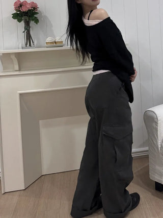Rita Vintage Hip Two-Buckle Cargo Long Pants
